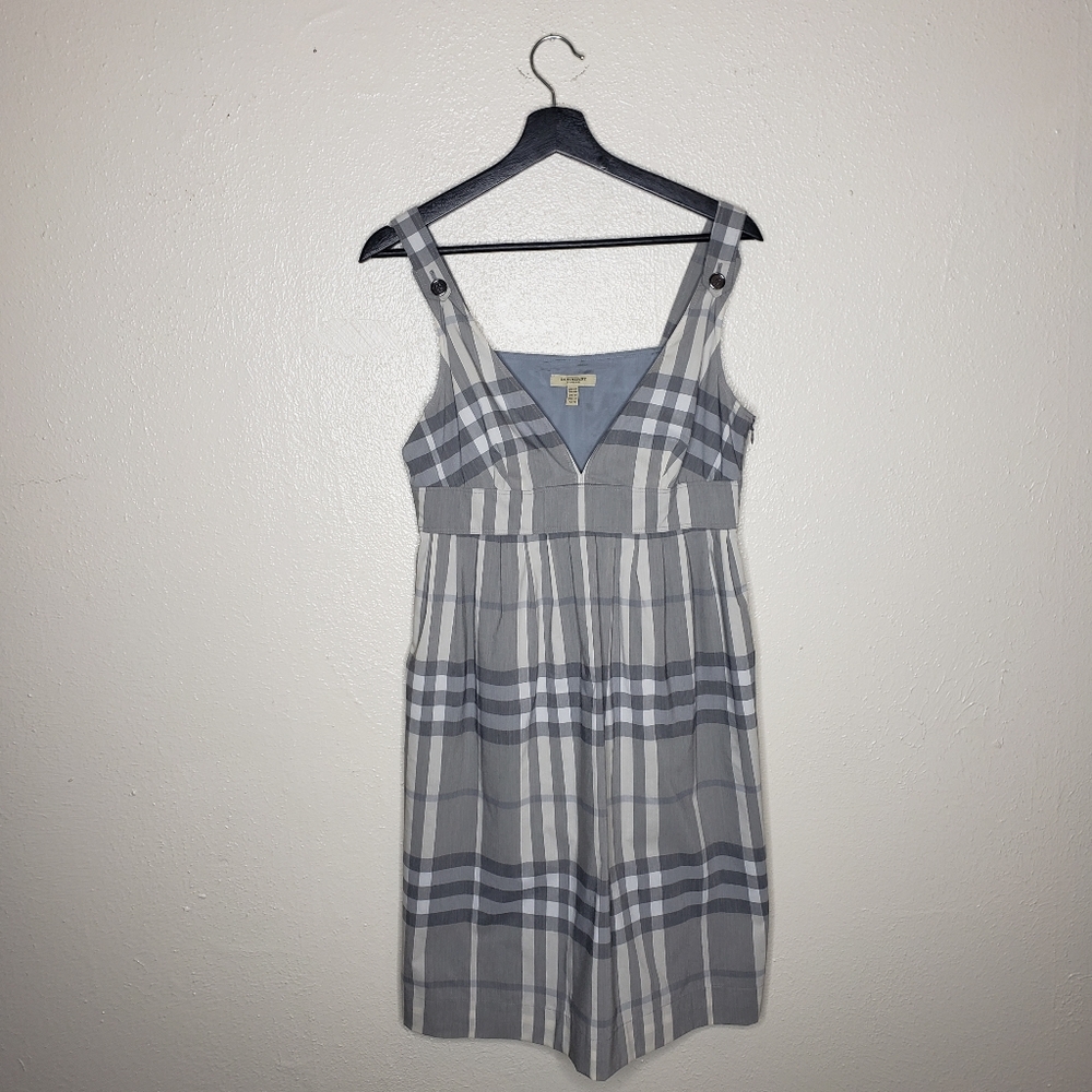 Burberry London Plaid Tartan Grey Mini Dress